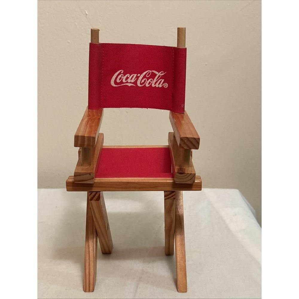Coca-Cola Miniature Folding Director Chair Figure 1998 Vintage Collectible Red